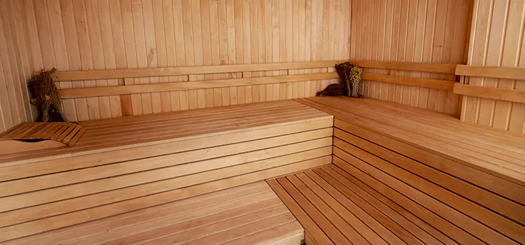 Spruce Wood Sauna Interior Construction in Wasaga Beach, Ontario